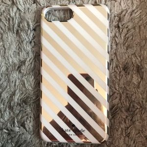 Kate Spade Gold and White Striped iPhone Case